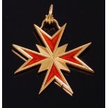 A continental 18ct gold and guilloche enamelled pendant, of snowflake design, stamped 18ct, 16.