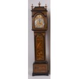 Joseph Stevens of Hampstead - early 18th century chinoiserie black lacquered longcase clock,