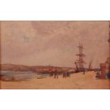 Thomas Bush Hardy (1842-1897) - Tall masted ships at harbour, watercolour on buff paper,