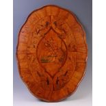An 18th century Italian walnut and inlaid shaped oval tray,