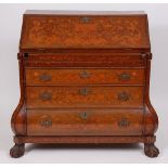 A 19th century Dutch walnut and floral marquetry inlaid writing bureau,