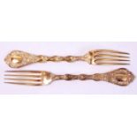 A set of eight Odiot French vermeil (silver-gilt) dessert forks in the Demidoff pattern, 19.