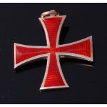 A silver and enamel medal, similar to a Masonic Knights Templar breast jewel,