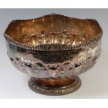 An impressive late Victorian silver pedestal punch bowl, of circular form,