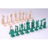 *A 19th century Indian carved ivory 'Pepys' style chess set,