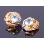 A pair of 18ct gold, aquamarine and diamond set ear studs by Julia Plana,