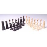 A 19th century European carved BONE chess set,