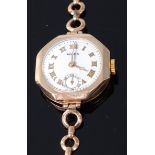 A vintage ladies Rolex 9ct gold cased wristwatch, having signed silvered dial with Roman numerals,