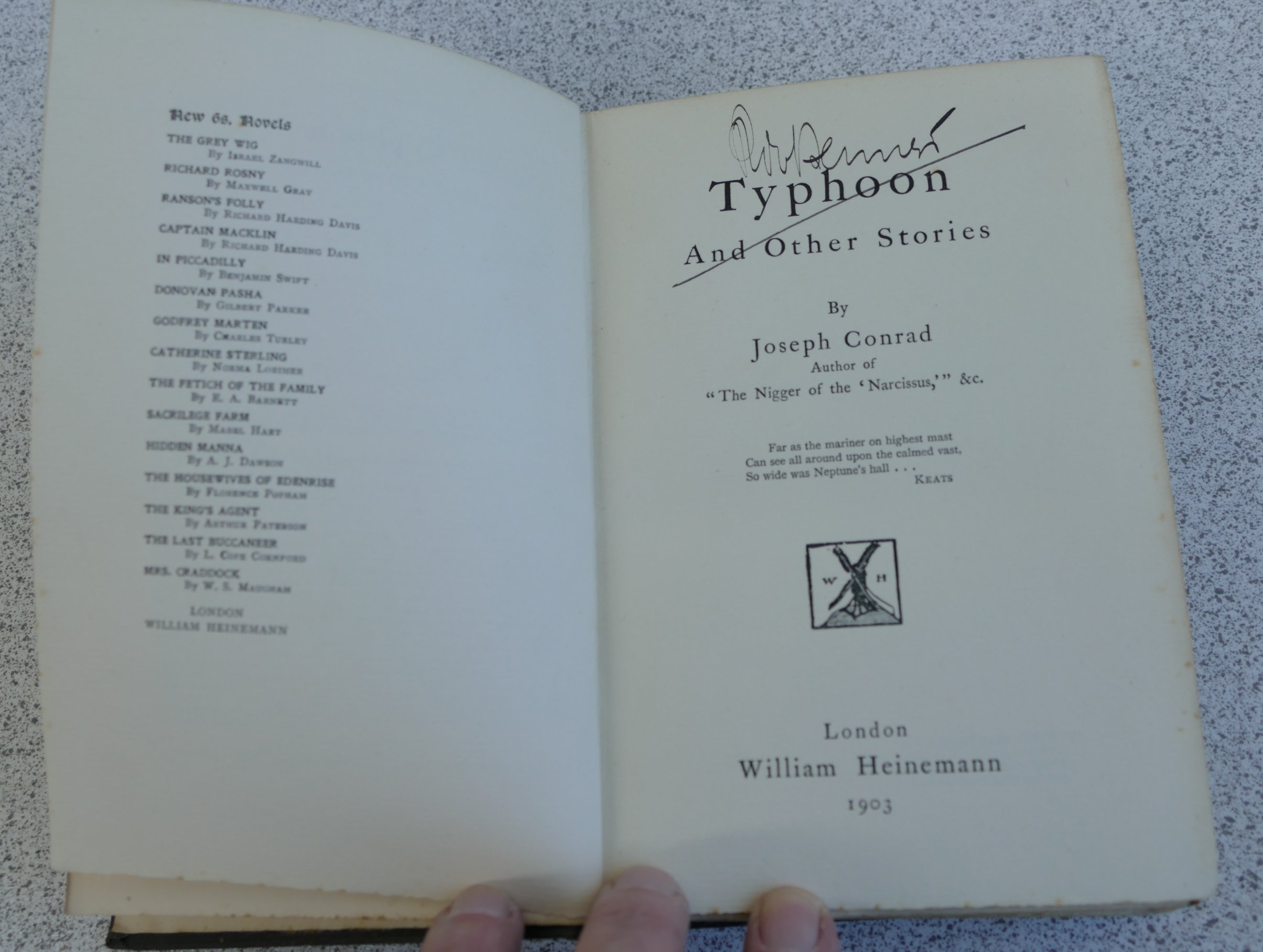 CONRAD Joseph, Typhoon, London 1903, 1st edition, 8vo publishers black cloth, - Image 2 of 2