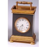 *A 19th century bronze and gilt bronze carriage clock, having white enamel dial,