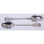 An early Victorian silver serving spoon, of plain form,