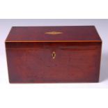 *A George III mahogany and boxwood strung stationery box, of rectangular form,