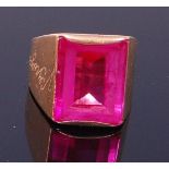 An 18ct gold and pink sapphire set dress ring, circa 1970s,