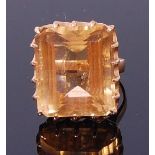 A modern 18ct gold and citrine set dress ring,