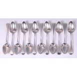 A set of six George III silver tablespoons, in the old English pattern,