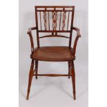 A 19th century fruitwood Mendlesham chair,