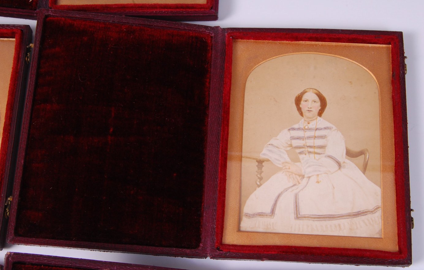 *A Victorian hand-coloured daguerreotype three-quarter length portrait of a lady, - Image 5 of 6