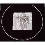 A Charles de Temple 18ct white gold abstract brooch, of large square form,