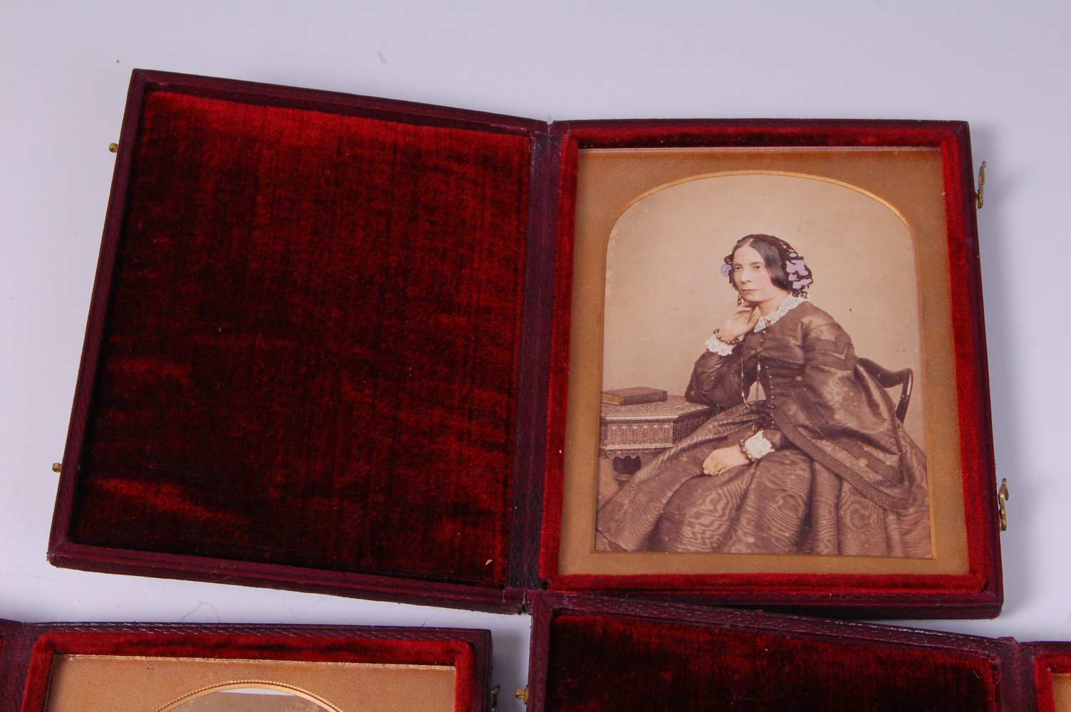 *A Victorian hand-coloured daguerreotype three-quarter length portrait of a lady, - Image 2 of 6