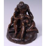 A late 19th century French patinated bronze model of a classical family group,