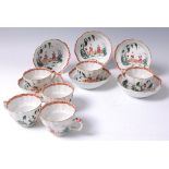 *A set of six 19th century Chinese export porcelain teacups and saucers,