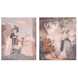 After John Raphael Smith - Pair; The Moralist and A Lecture on Gadding, watercolours,