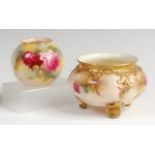 A Royal Worcester pot pourri bowl, decorated in the Roses palette, heightened in gilt, shaped No.