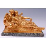 A circa 1900 French gilt bronze figural group of 'The Fates', after Jean-Baptiste Clesinger,