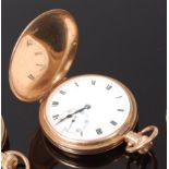 A Rolex 9ct gold cased gents full hunter pocket watch, the hinged cover with engraved monogram,