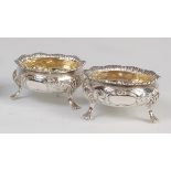 A pair of late Victorian silver table salts in the Georgian style,