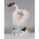 A modern Meissen porcelain swan figure, with folded wings, No.