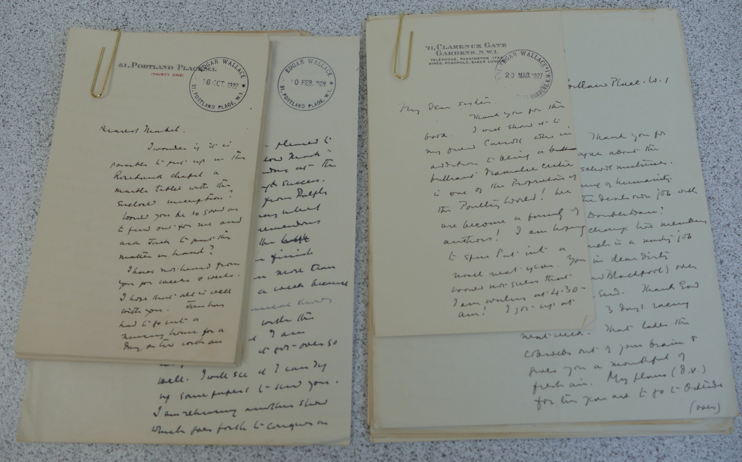 WALLACE Edgar, 40 signed manuscript letters, to Mrs Mabel Wood (31), sister of his first wife,