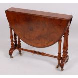 A Victorian figured walnut Sutherland table,