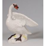 A modern Meissen porcelain figure of a swan, with outstretched wings, incised No.