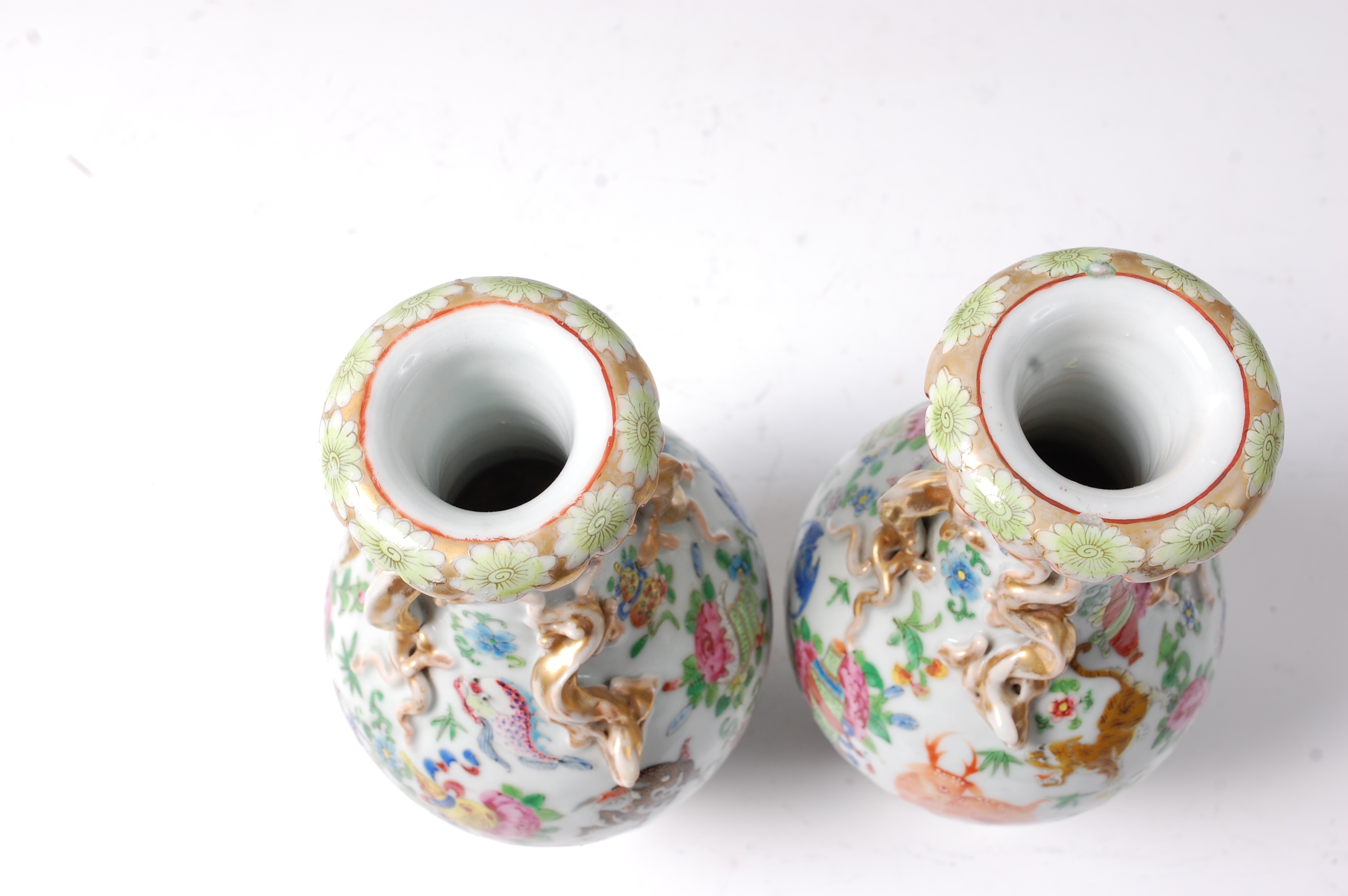 A pair of late 19th century Chinese Canton enamel decorated vases, - Image 6 of 13