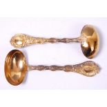 A pair of Odiot French vermeil (silver-gilt) soup ladles in the Demidoff pattern, 8.