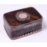A late Victorian tortoiseshell and silver mounted table snuff-box, of rectangular form,
