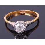 An 18ct gold diamond solitaire ring, the illusion set old cut diamond weighing approx 0.28ct, 2.