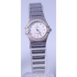 A ladies Omega Constellation steel cased wristwatch,