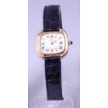 A ladies Cartier 18ct gold Vendome wristwatch, having signed white dial with Roman numerals,