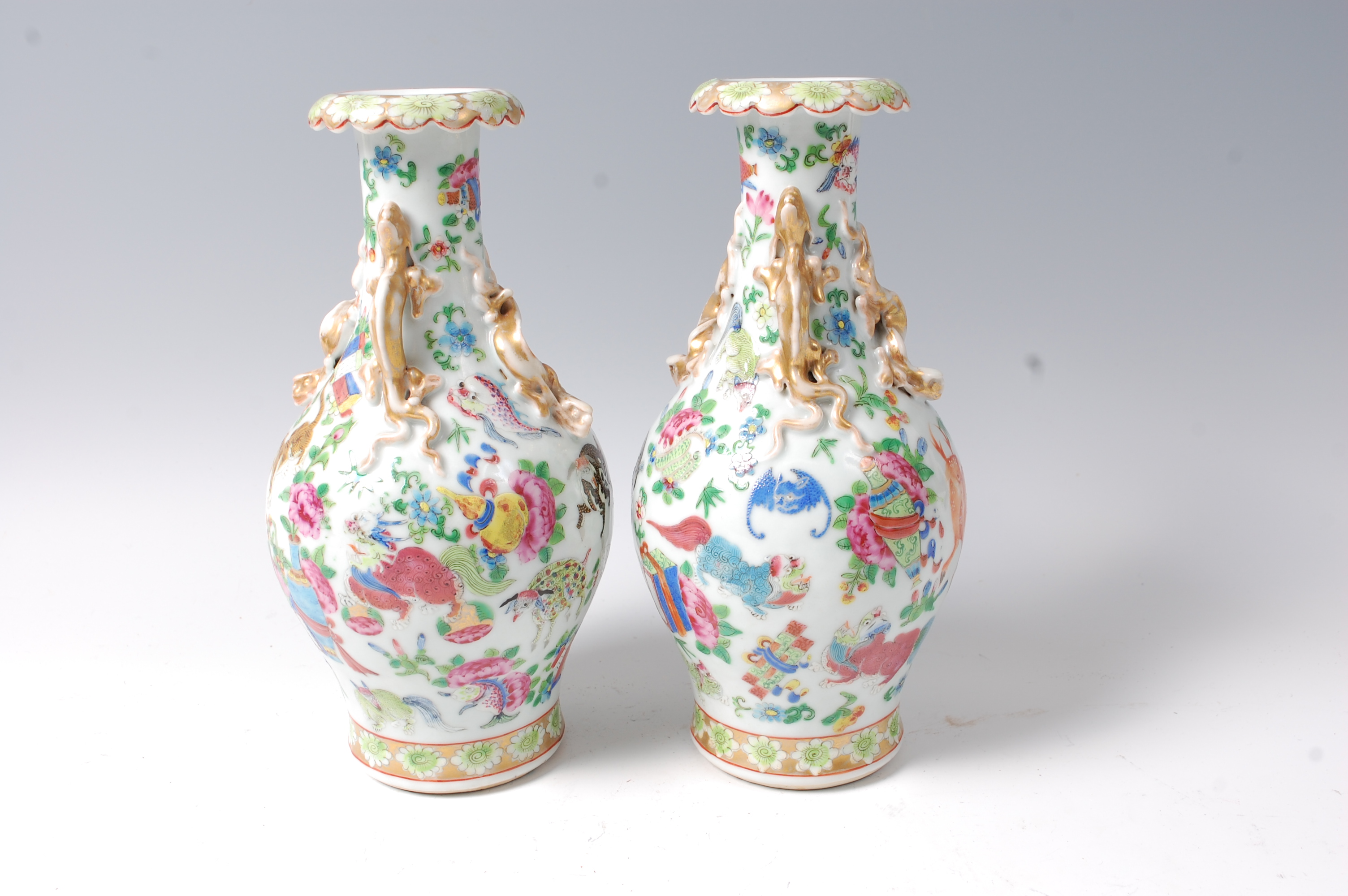 A pair of late 19th century Chinese Canton enamel decorated vases, - Image 10 of 13