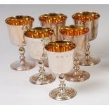 A set of six contemporary silver pedestal goblets,