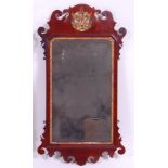 *A 19th century mahogany and parcel gilt fret carved wall mirror, in the Chippendale style,