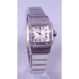 A ladies Cartier stainless steel Santos wristwatch,