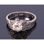 An 18ct white gold diamond solitaire ring, the claw set old cut diamond weighing approx 0.