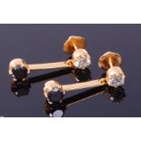 A pair of 18ct gold diamond ear pendants,