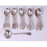 A collection of 22 Georgian and later silver teaspoons, mostly in the Old English pattern,