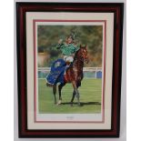 Stephen Smith, 20th century, Racehorse Sinndar with J.P. Murtagh, limited edition print no.