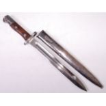 A Siamese Mauser bayonet, having a 25cm fullered blade stamped to the ricasso,