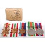 A WW II group of five to include 1939-45 Star, Africa Star, Italy Star, Defence and War medal, in O.